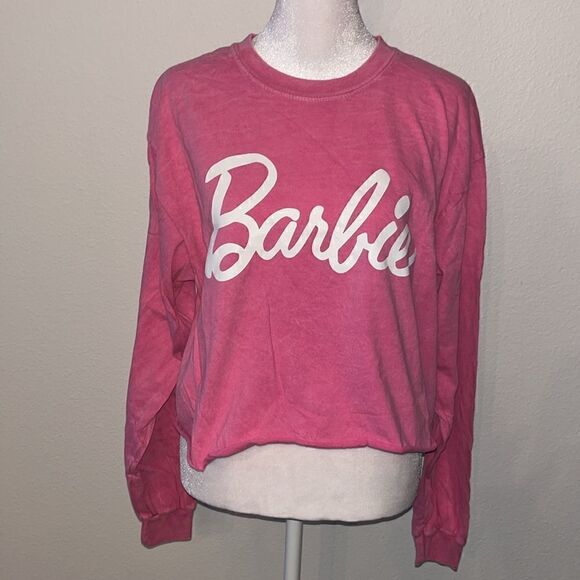 Barbie forever 21 acid wash crop long sleeve tee NWOT - Picture 2 of 2